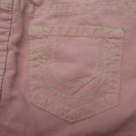 True Religion Denim Mini Skirt Women 28 Fade Red Pink Lizzie Unlined USA 152 NEW - Picture 11 of 12